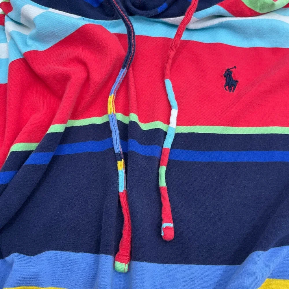 Polo Ralph Lauren Hooded Shirt Men L Stripe Skater Grungecore Preppy Y2K Hip Hop